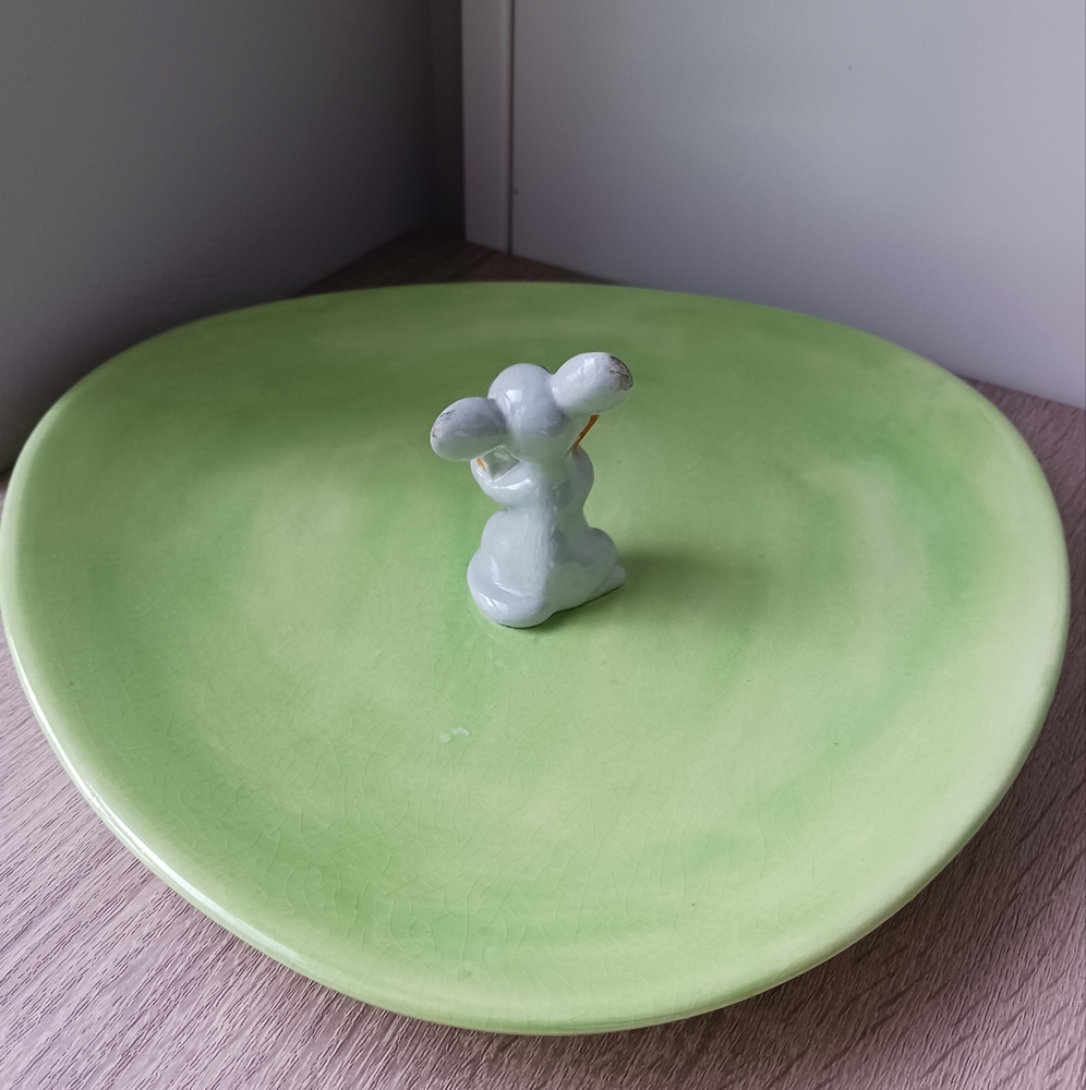 π· Whimsical Vintage Ceramic Mouse Trinket Tray / Cheese Plate π π§ - Picture 8 of 14